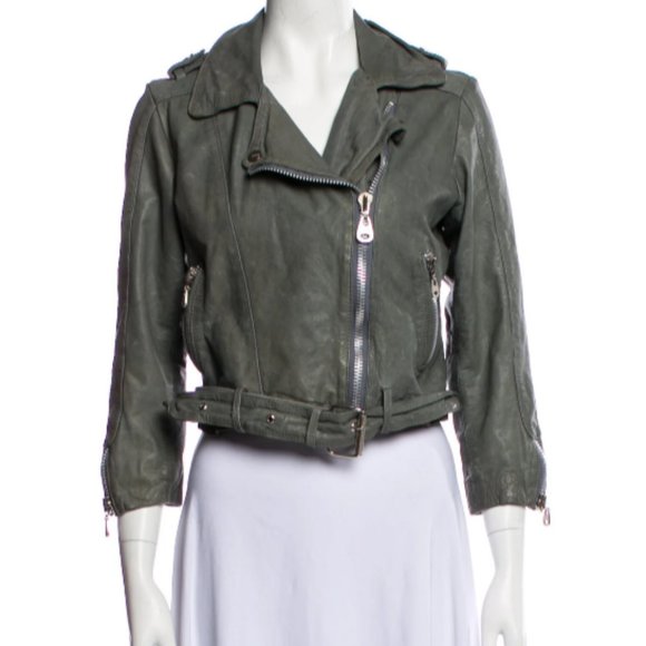Doma Jackets & Blazers - DOMA Distressed leather Bomber Jacket Cropped Gray RUN SMALL